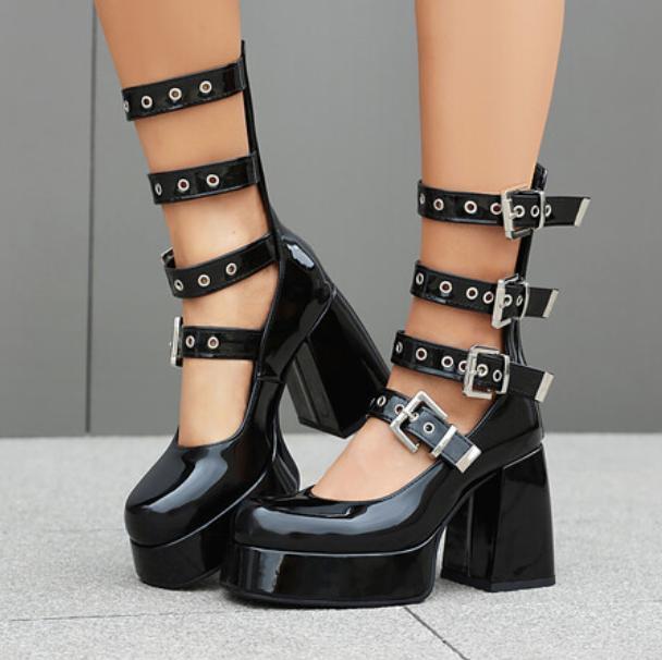 Women's Platform Mid-calf boots Sandal Boots Chunky High Heel