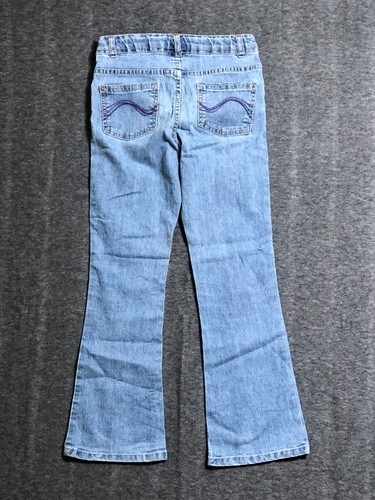 Cherokee Jeans Youth Girls Size 10 Boot Cut Blue Denim Peace Embroidered 25x25 - Picture 2 of 8