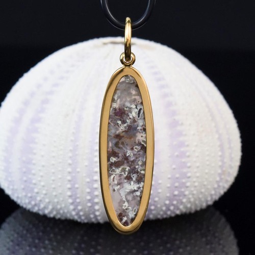 Ciondolo Crisocolla Nativi Rame Cabochon & Oro Vermiglio Argento Sterling 7.78 G - Foto 10 di 12