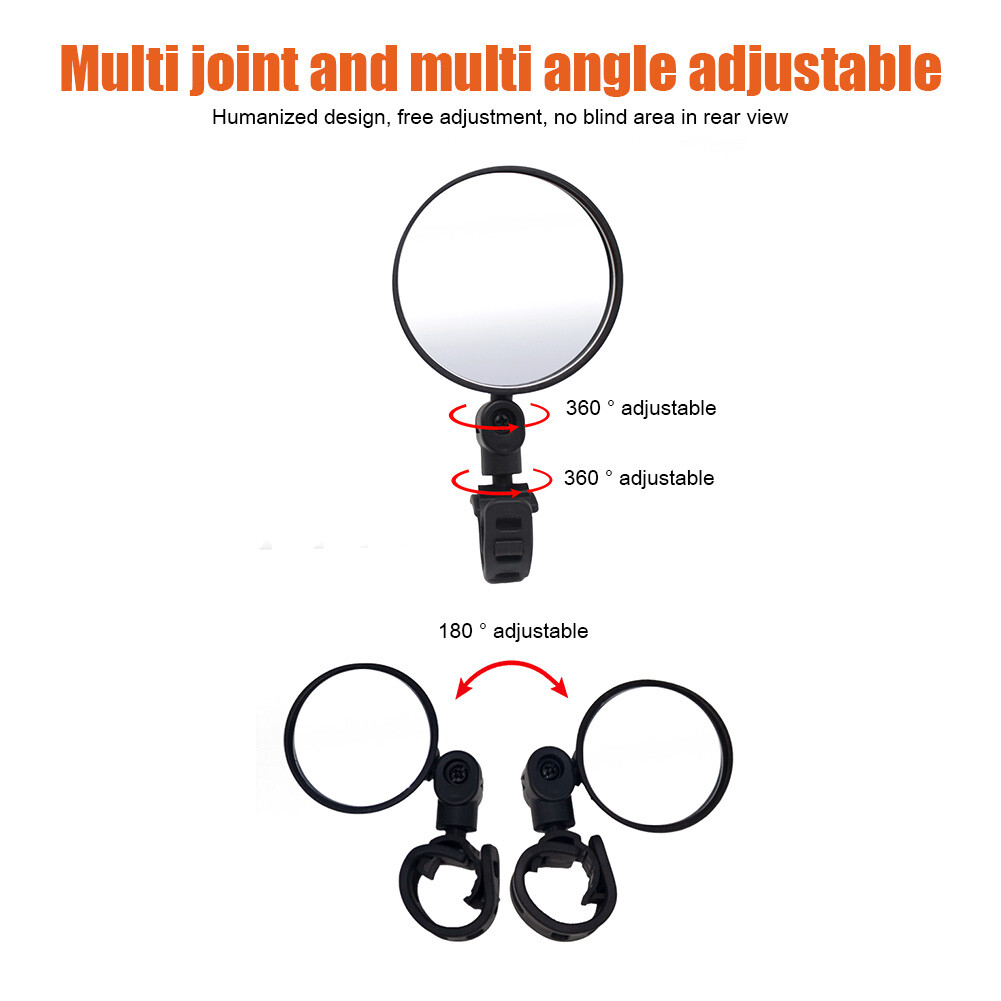 2pcs Bicycle Adjustable Handlebar Rear View Mirrors MTB Scooter