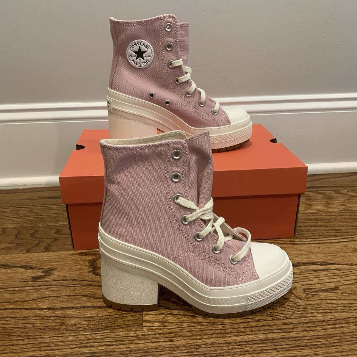 Converse Chuck 70 De Luxe Static Pink High Heel Shoes Women's Size