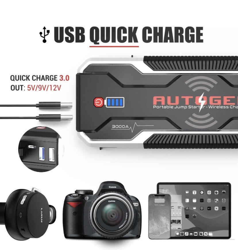 Car Jump Starter 3000A 24000mah Portable 12V Jump Box Car Battery Booster Pack eBay