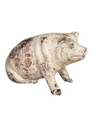 Antigua Figura Pintada Hierro Fundido Todavía Penny Bank Cerdo Cerdo Sentado Difícil de Encontrar De Colección Retro
