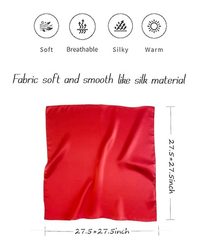 Scarf Satin Square Neck Head Scarf for Women solid color square scarf handker... - Picture 3 of 6