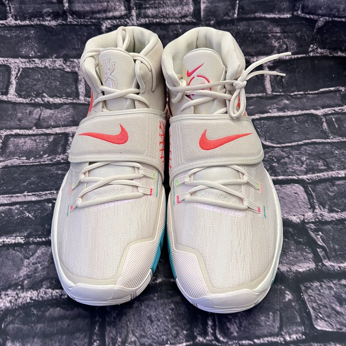 NIKE Kyrie 6 N7 Light Cream Sail Orange Green Mens 18 NEW CW1785