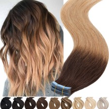 Tape in Extensions 100% Remy Echthaar DICK Haarverlängerung Skin Weft Ombr*60PCS