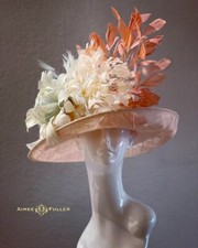 Aimee Fuller Kentucky Derby Hat Pale Peach Pink Cream Blue Del Mar Royal Ascot