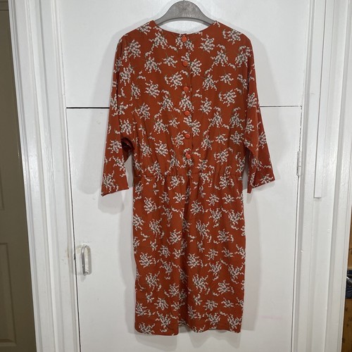 Sister Jane Dress Midi Floral Orange Printed Pocket Size Medium - Picture 2 of 7