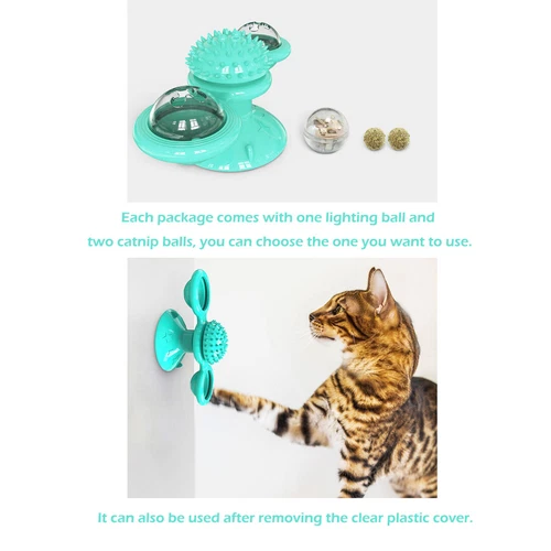 Interactive Turntable Windmill Spin LED Glow Ball Catnip Lighting Kitten Cat Toy - Bild 4 von 13