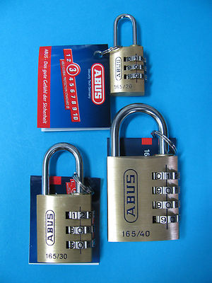 ABUS Zahlenschloss Serie 165 Messing Hangschloss mit Zahlencode div.Größen
