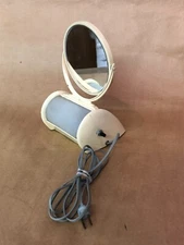 Vintage Acme Cream Color Lighted Shaving Mirror 2 Sided Mirror & Plug For Razor