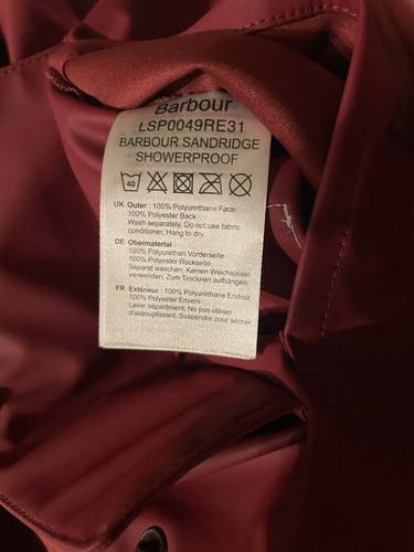 Barbour Coastal Damen weinrot rot wasserdicht Kapuze Jacke Regenmantel Mantel Gr. 8 - Bild 9 von 12