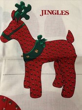 CRANSTON CRAFT FABRIC PANEL JINGLES STUFFED CHRISTMAS REINDEER DECORATION P8