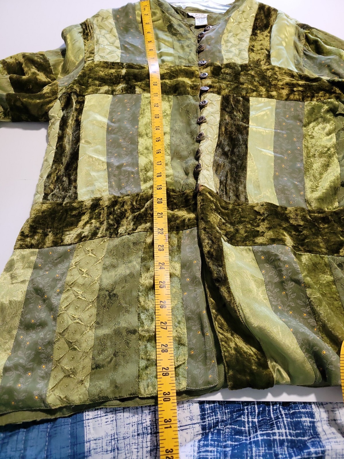 Papillion Jacket Green Patchwork rayon  Velvet Tu… - image 11