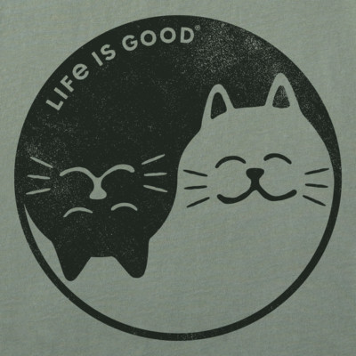 NWT Women's Life is Good Cat Yin Yang Green SS Crusher Vee