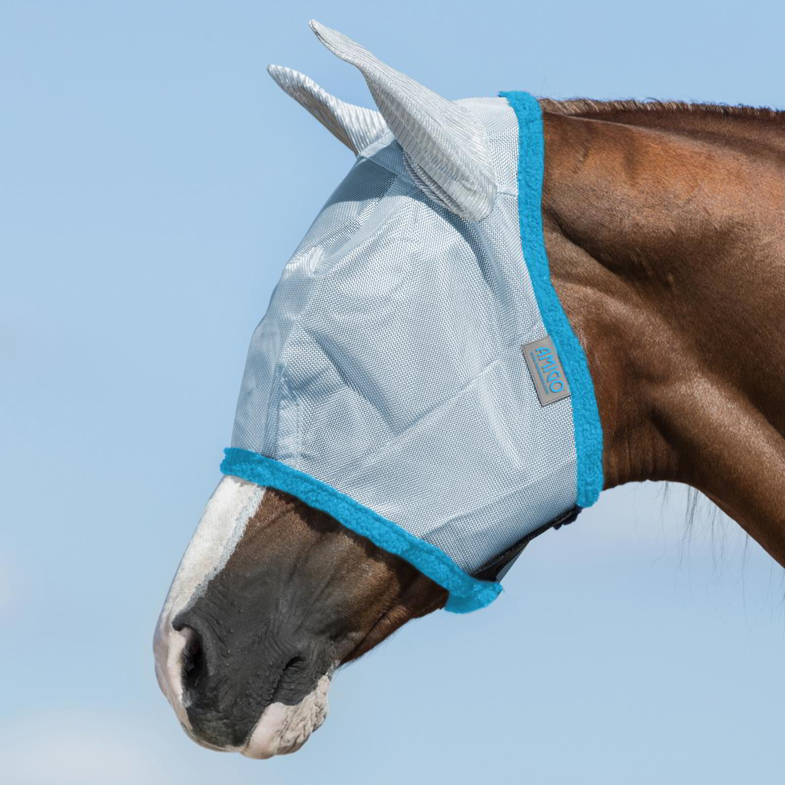 Amigo Breathable Fly Mask with Ears - Baby Blue/Electric Blue