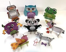 Animal Greeting Cards Kids Die Cut Stand Up Set Of 8 Cow Robot Dog Owl Frog