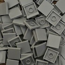 100x LEGO Light Bluish Grey / Medium Stone Grey Flat Tile 2x2 With Groove 3068b
