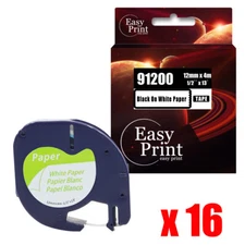 16PK 91200 Label Compatible Dymo 91330 Tape Paper 12mm x 4m LETRATAG LT-100T XR