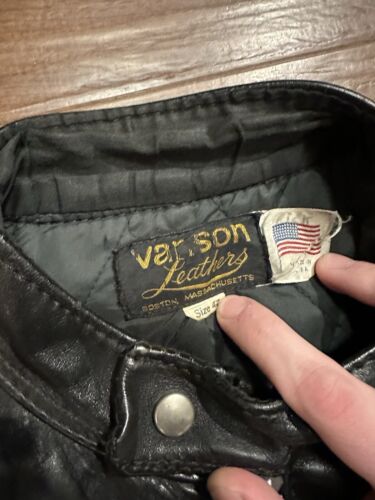 VINTAGE 80s VANSON Leather Biker Jacket Size 42 Harley-Davidson Large USA - Picture 4 of 5