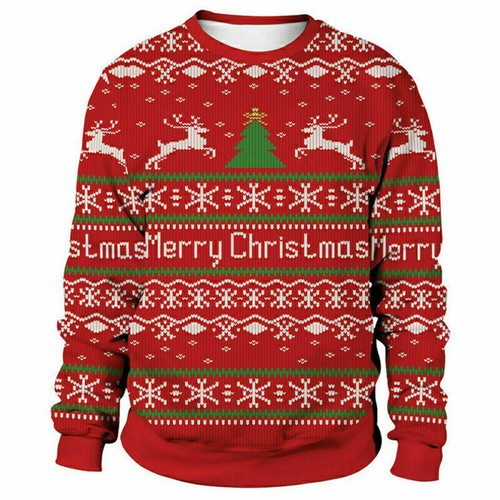 Women Men Christmas Ugly Sweater Pullover Jumper Xmas Party Sweatshirt Tops New' - Picture 4 of 18