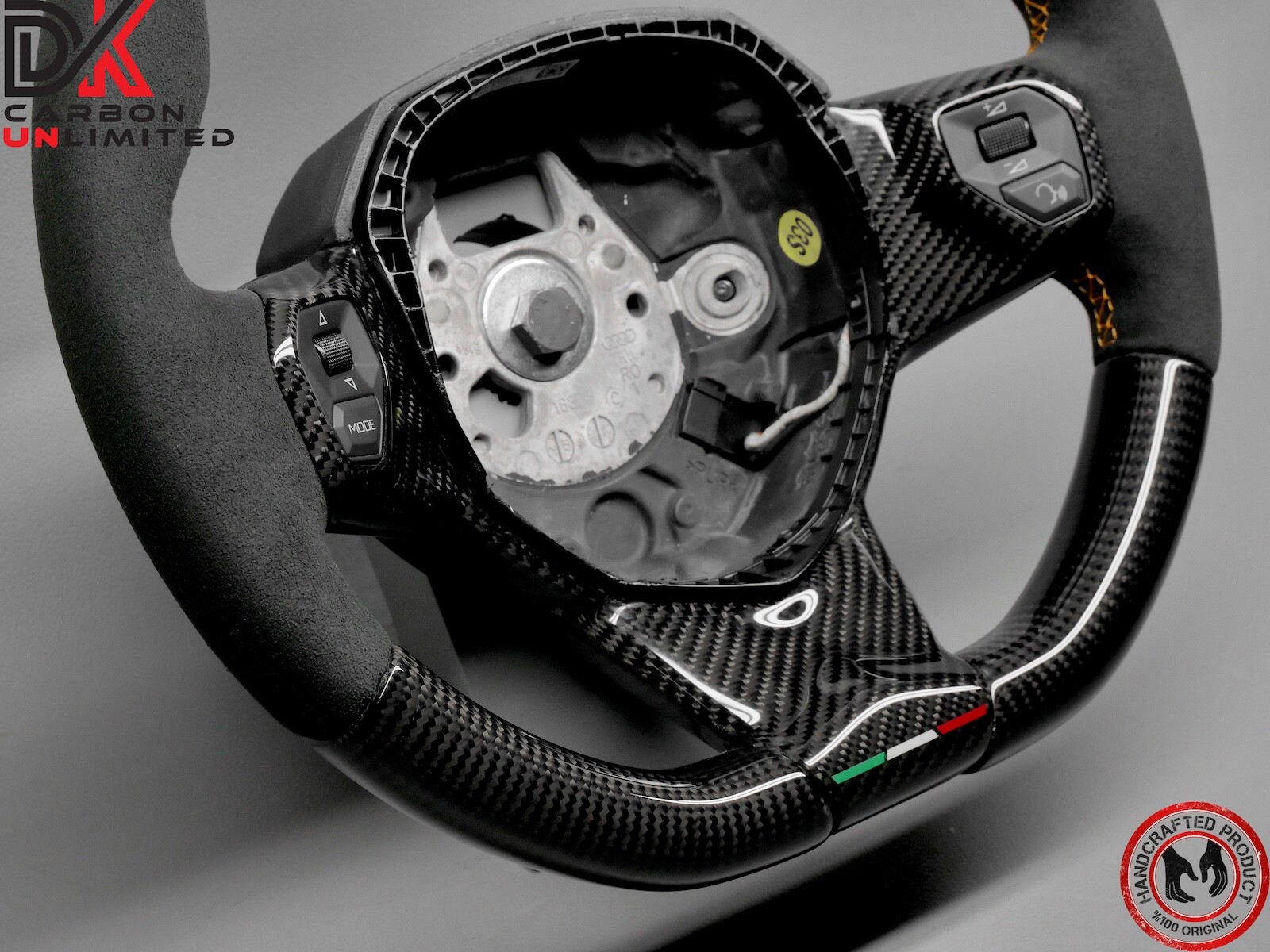 Lamborghini LP700 Aventador SVJ Alcantara Orange Stitch Carbon Steering Wheel v4