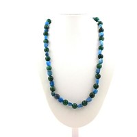 Halskette Apatitblau Aus Brasilien + Mica GrüN Aus Tansania 8 Mm Damenhalskette