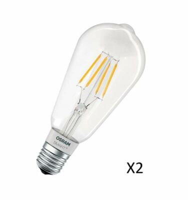 2 Stück Osram LED Edison Clear Smart+ 5,5W 827 650lm Dimmbar 15000 Stunden