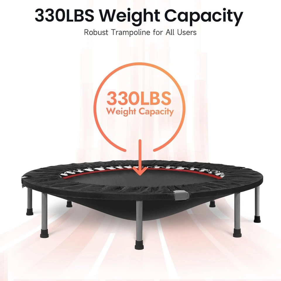 Mini Trampolín Plegable BCAN 48" Carga Máxima 330lbs Fitness Reboteador Ejercicio GRN Foto 2 de 4