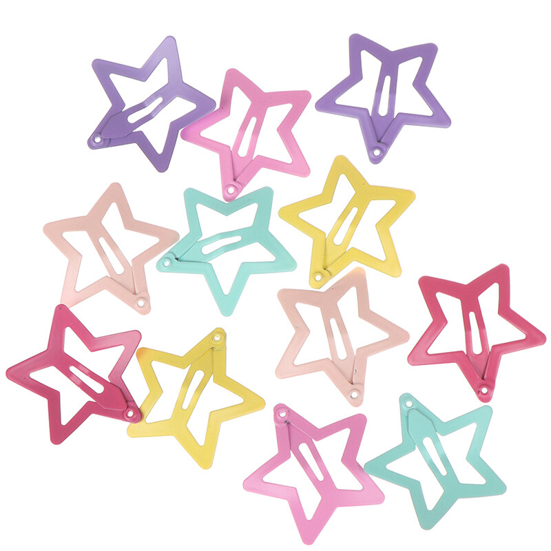 6Pcs Star Shape Metal Children Snap Hair Clips Barrettes Girls Cute