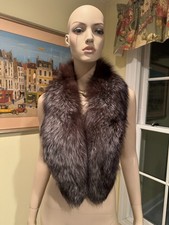 NEW 47"- 4" Gray Silver Shadow Fox Real Fur Scarf Neck Wrap Stole Old Hollywood