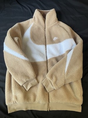 Nike Men s L Boa Reversible Full Zip Fleece Beige/White Colorblock Stand-Up