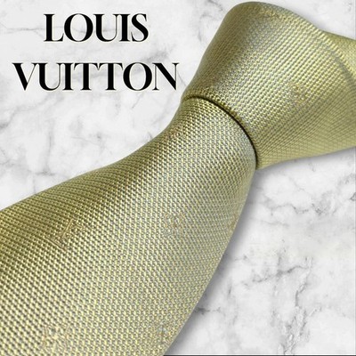 Louis Vuitton Krawatte Tie All over monogram pattern LV Authentic Gold Used Silk