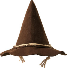 Adult Unisex Scarecrow Wizard Witch Hat, Halloween Cosplay Accessory Set
