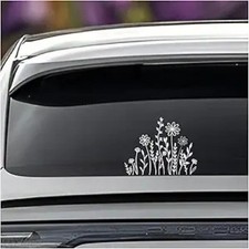 Boho Wildflowers Vinyl Car Decal Sticker, Waterproof Floral Decal f Size: 1PCS