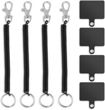 4-Pack Phone Lanyard Tethers With Patch, Retractable Clip Leash for...
