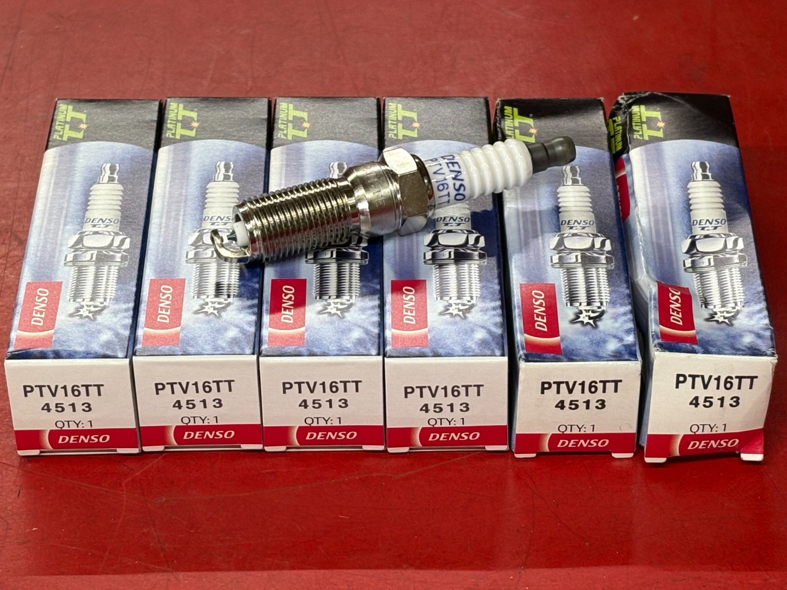 SET OF 6 DENSO 4513 PLATINUM-TITANIUM TT SPARK PLUGS PRE-GAPPED POWER PTV16TT