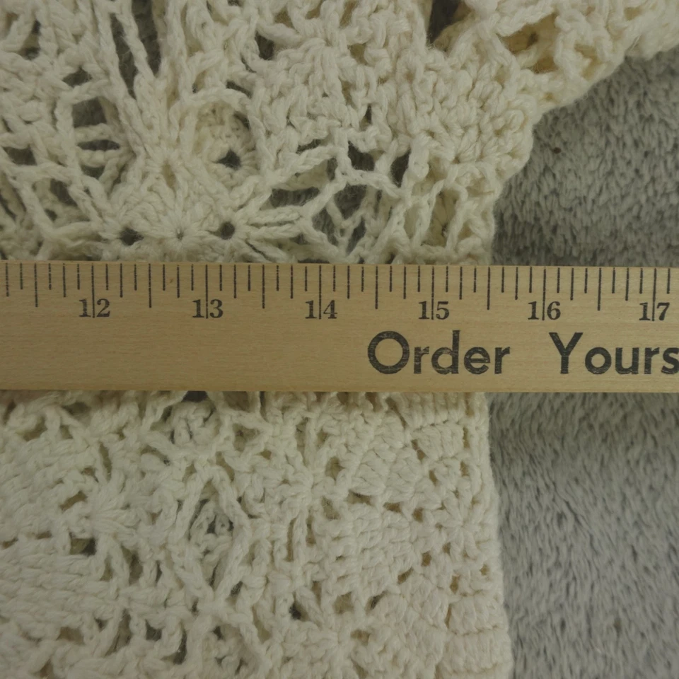 Cardigã Newport News suéter de crochê feminino médio espanador creme - Imagem 4 de 4