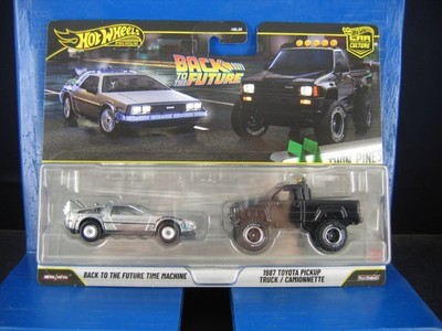 HOT WHEELS PREMIUM BACK TO THE FUTURE TIME MACHINE & 1987 TOYOTA PICKUP 2 PACK