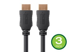 Monoprice High Speed HDMI Cable - 25 Feet - Black 3-Pack HDR, 18Gbps, 26AWG