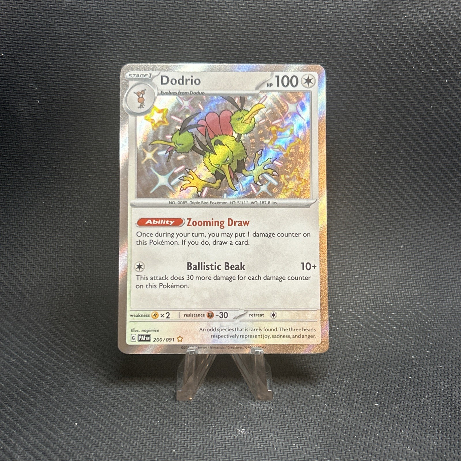 Pokemon TCG: Paldean Fates Dodrio 200/091 Shiny Rare NM