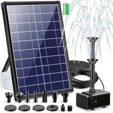 Solar Springbrunnen Teichpumpe Akku Filter 10 D&uuml;sen Gartenteich 7,5W 300 L/h
