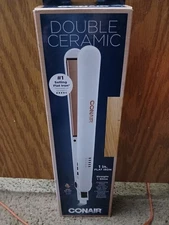 Conair Double Ceramic 1" Flat Iron Hair Straightener Extra Long Plates, NEW (I