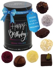 Vegane Pralinen Geburtstagsgeschenk mit/no Alkohol "Happy Birt..." Hallingers DE