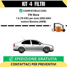 Kit 4 Filtri Tagliando per VW Bora 1.6 78 kw Benzina 2002-2004