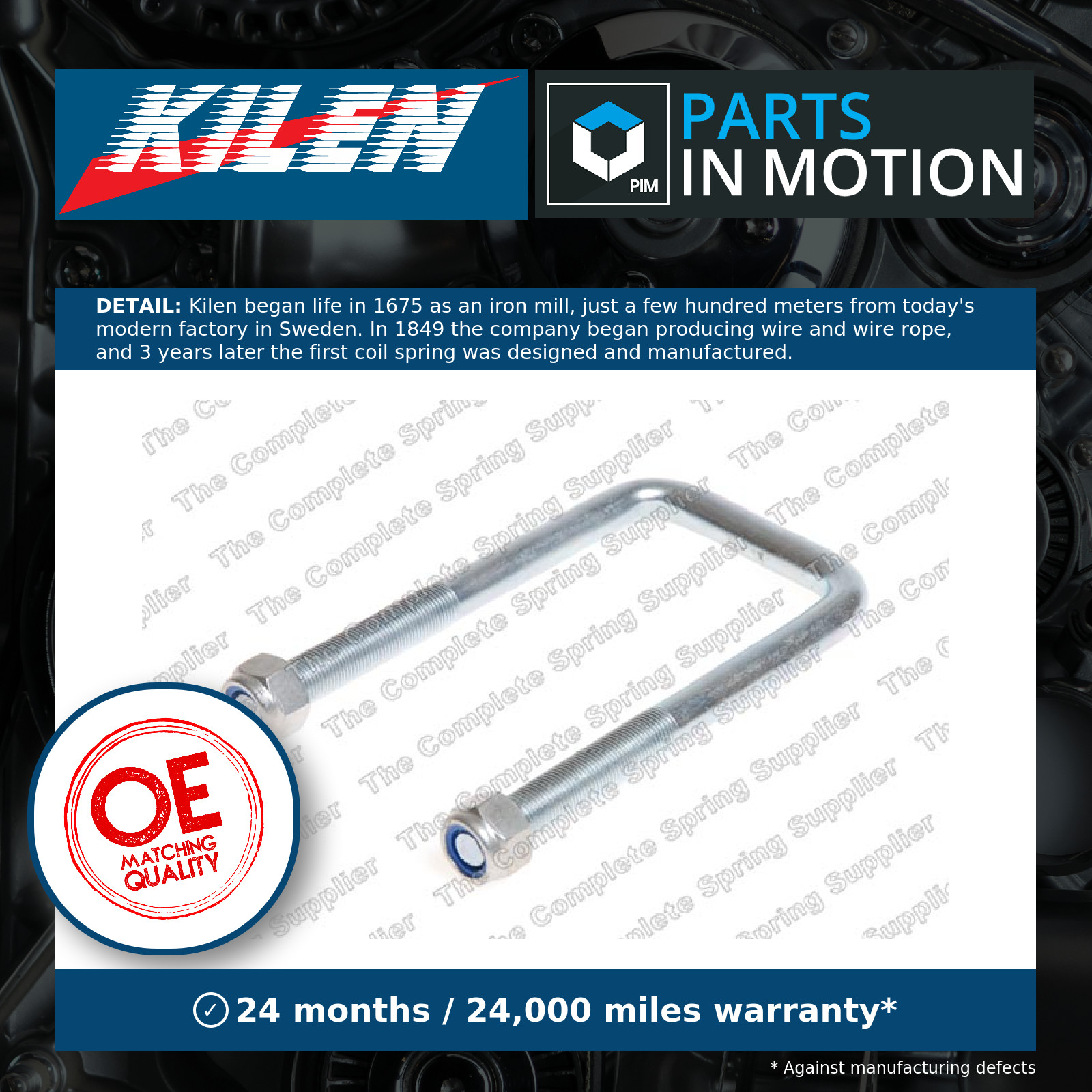 Leaf Spring U Bolt / Clamp 77836 Kilen Suspension Genuine Top Quality Guaranteed
