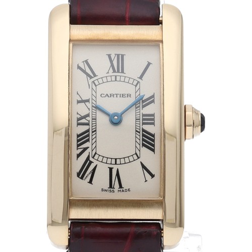 Cartier Tank American W2601556 Yellow Gold 19mm Silver Dial Qu...