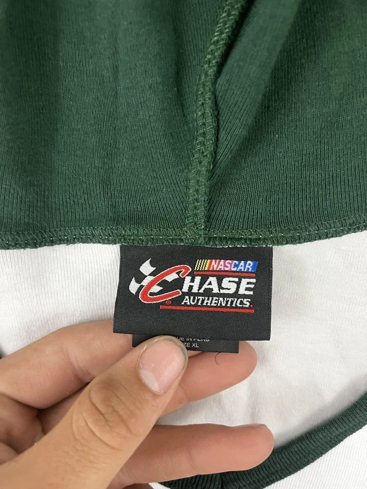 Dale Earnhardt Jr Shirt Womens XL Hooded Raglan Green White NASCAR Racing 88 - Image 3 of 4