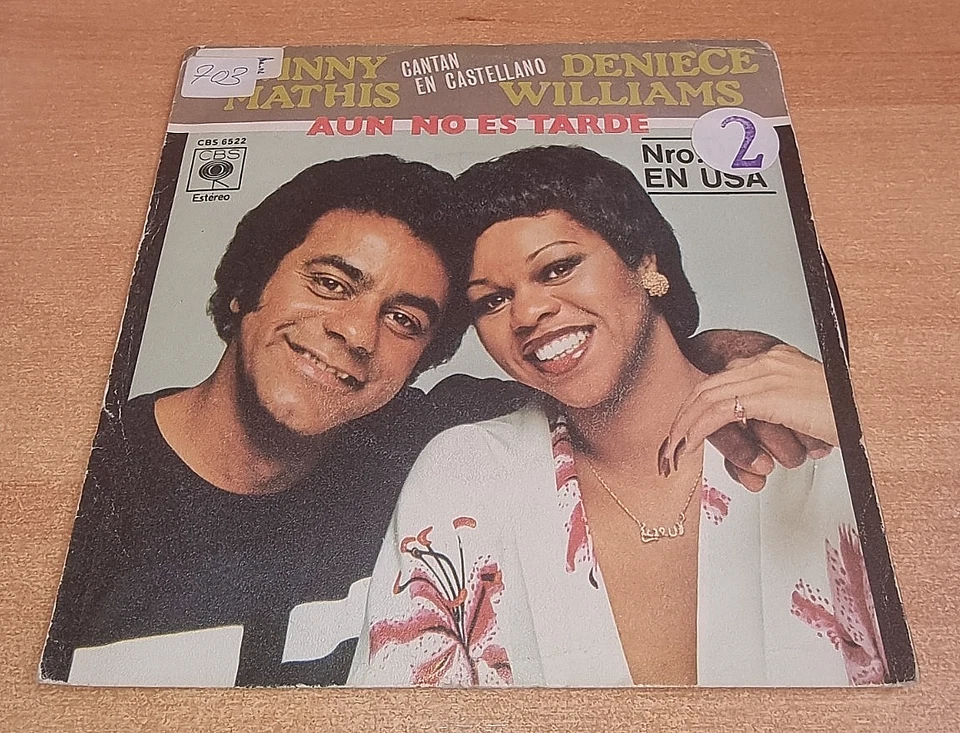 JOHNNY MATHIS DENIECE WILLIAMS Aun nos es tarde SUNG IN SPANISH 7" SINGLE VINYL - Image 3 of 3