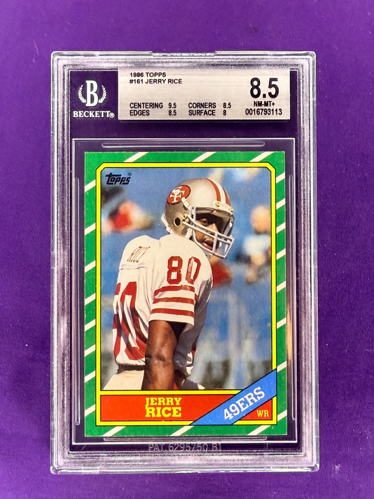 1986 Topps Jerry Rice Rookie RC #161 BGS 8.5 (9.5 centering)